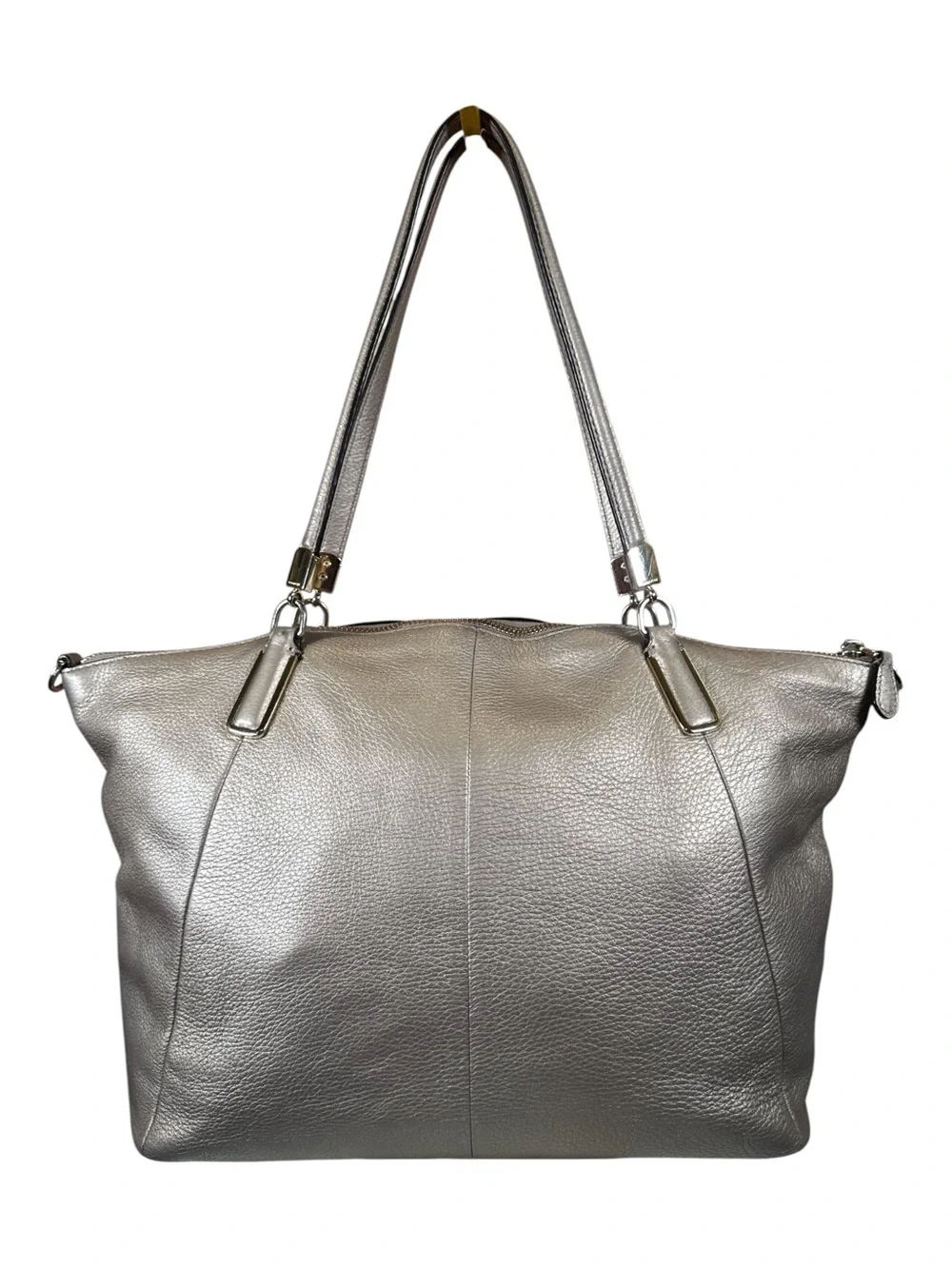 Coach Kelsey Silver-Greige Metallic Satchel/Shoulder Bag Like New